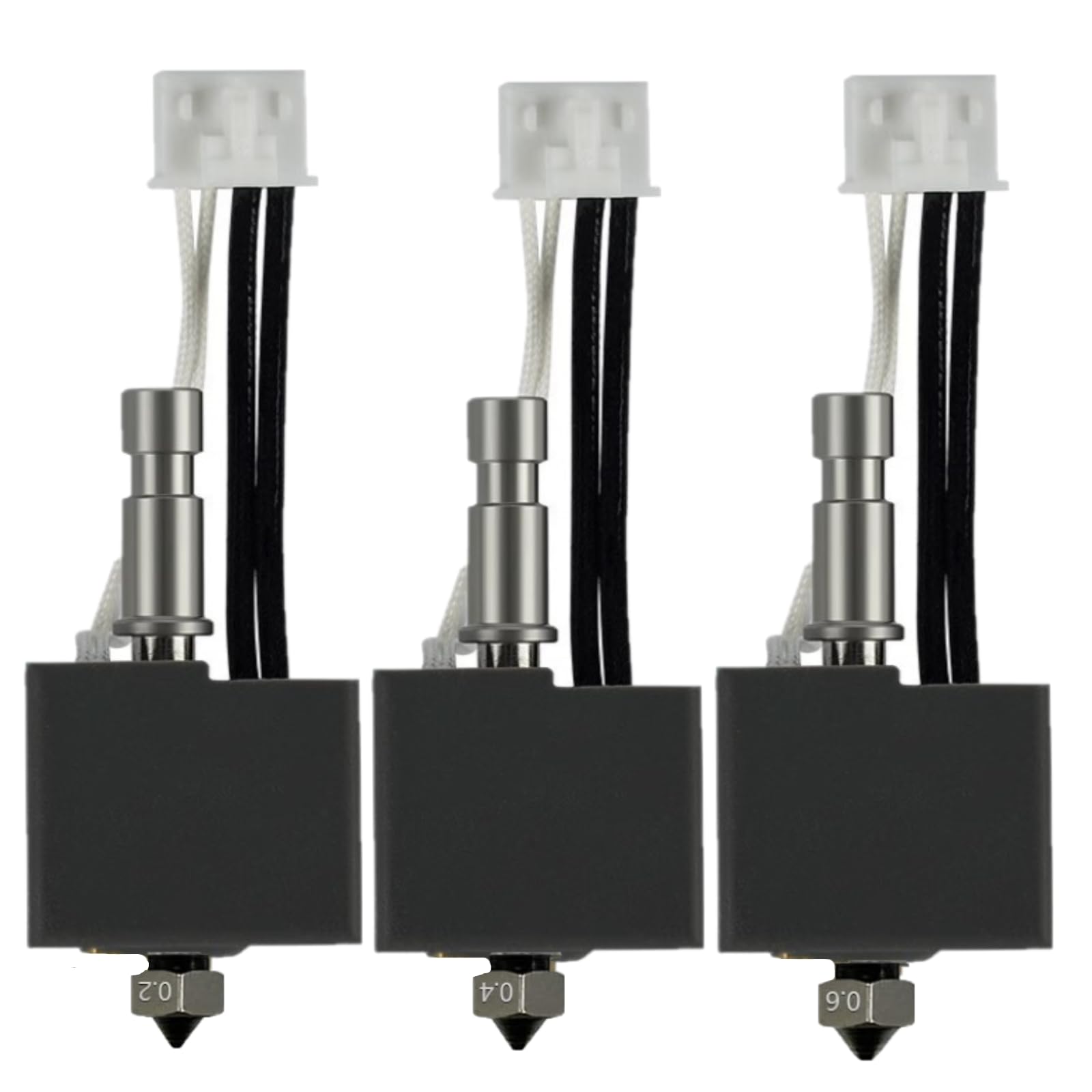 Zestaw 3 hartowanych hotendów do Kobra S1 Combo 0,2 mm 0,4 mm 0,6 mm, głowica drukująca zestaw ekstrudera Hot End blok grzejny grzałka grzałka termistor mosiężna dysza do akcesoriów drukarki 3D