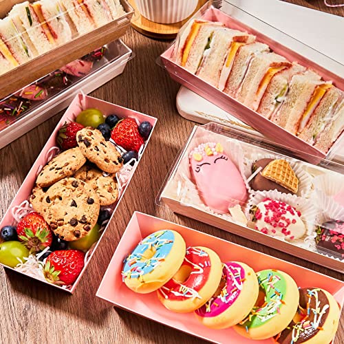 Zorrita 50 Pack Charcuterie Boxes With Clear Lids, Paper Sandwich Boxes Disposable Rectangle To Go Food Containers For Bakery Desserts, Strawberries, Cake Slice And Cookies (Pink) #TOP6
