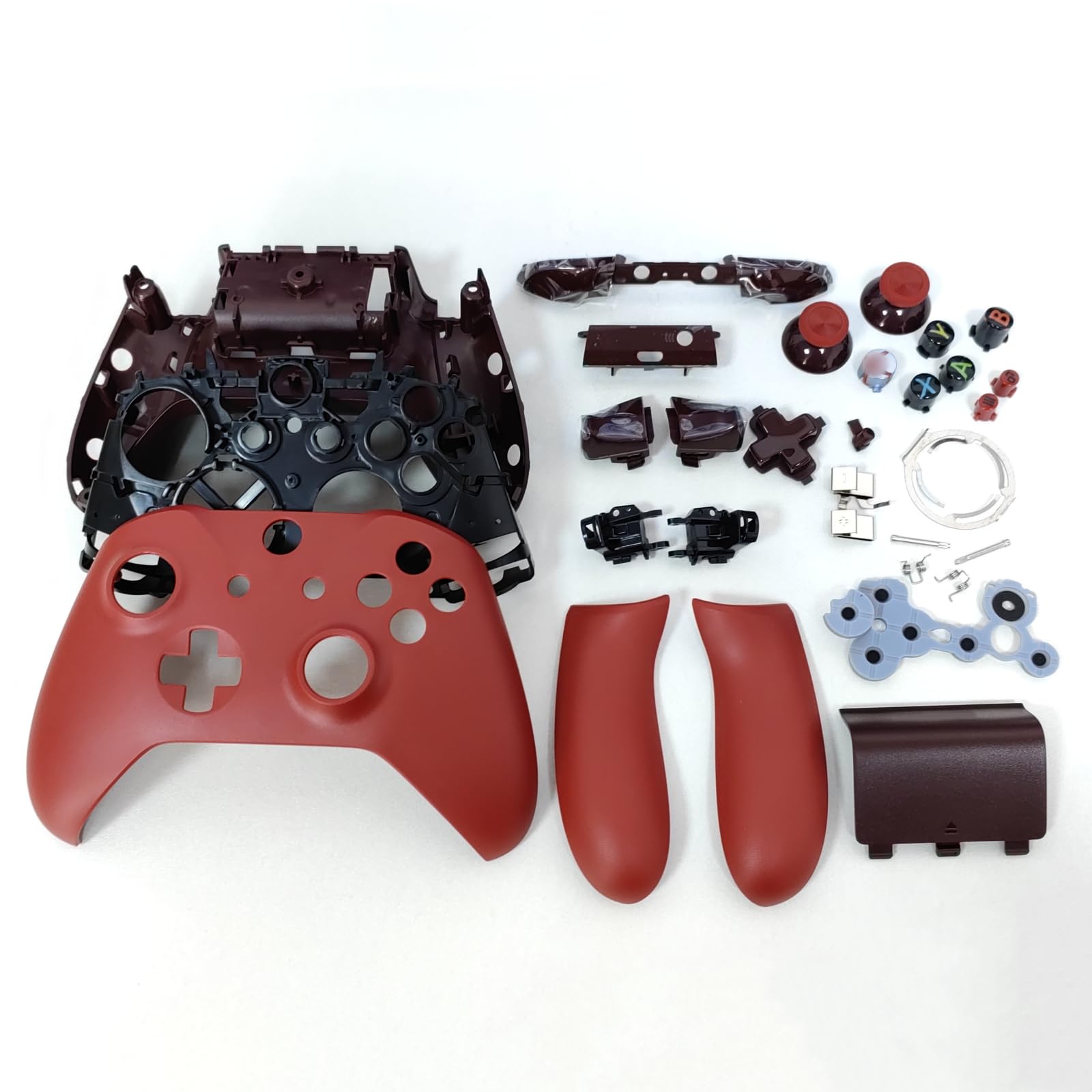 Hzxkqmil Kit de Carcasa Completa de Repuesto para Xbox One S/X Controller (Modelo 1708), Estuche de Bricolaje Cubierta Frontal Placas Traseras Rieles Laterales Botones Accesorios, Rojo