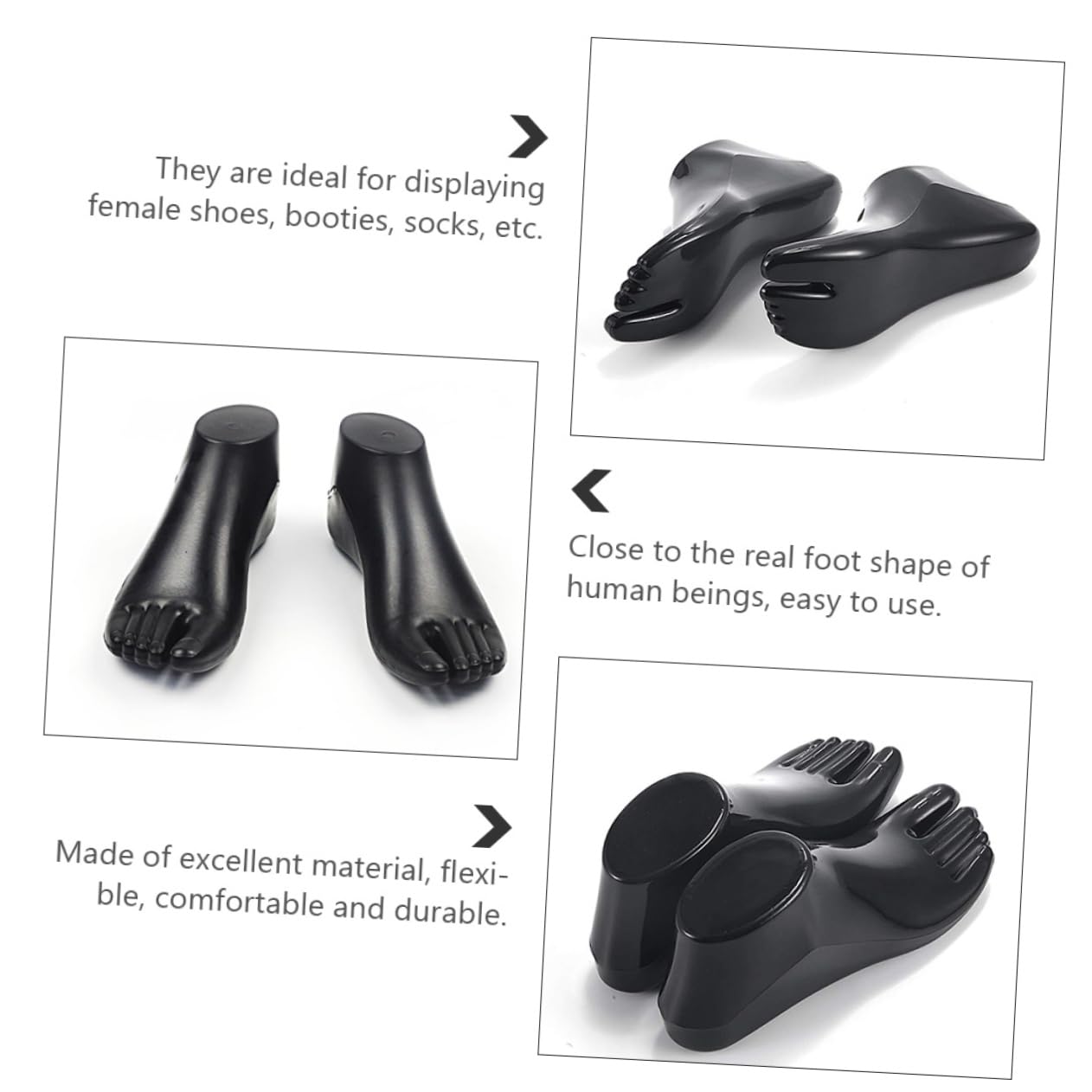 Schuhhelfer Fußmodell aus Kunststoff für Schuhe Erwachsene Schwarz Einfach zu Verwenden und Präsentieren von Schuhen und Stiefeln