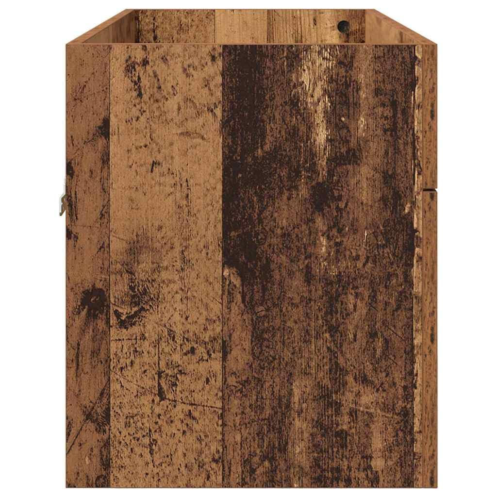 Armadietto da bagno, effetto legno anticato, 100 x 38,5 x 46 cm