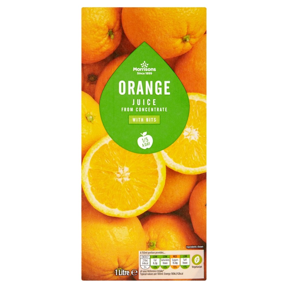 Morrisons Orange Juice from Concentrate with Bits, 1 Litre