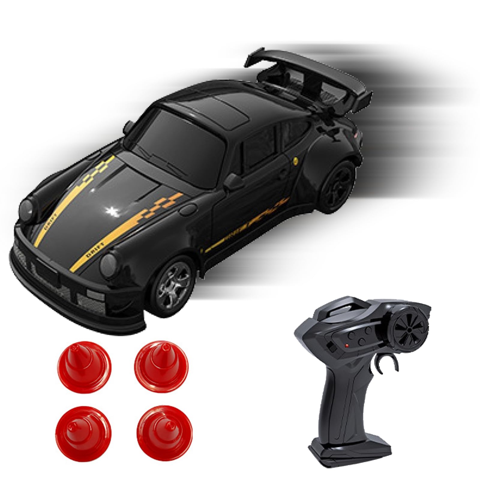 4WD Coche Teledirigido Drift,1:64 Drift RC Car,2.4G stepless Velocidad del RC Drift Coche,simulación de Luces Delanteras y traseras,Adecuado para Adultos Juguetes de los niños de Regalo(Noir)