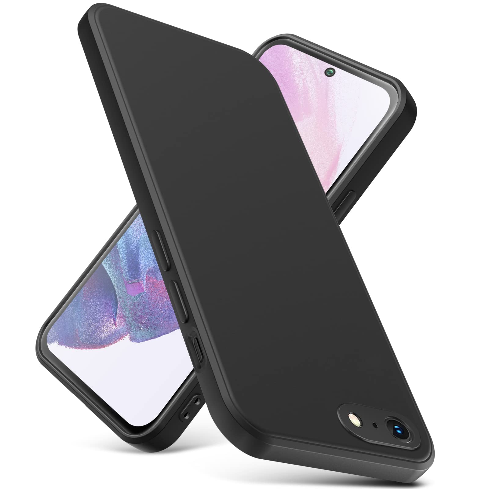 iPhone SE 用 ケース 第3世代 2022 iPhone SE第2世代・7・8 用 ケース 耐衝撃 シリコン TPU アイフォン 8 用カバー かわいい 薄型 指紋防止 レンズ保護 磨り表面 指紋防止 ワイヤレス充電 滑り止め フ 擦り傷防止 指紋防止 ストラップホール付き 軽量 カバー ブラック黄変防止 脱着簡単 ブラック 黒3-ip8g-01