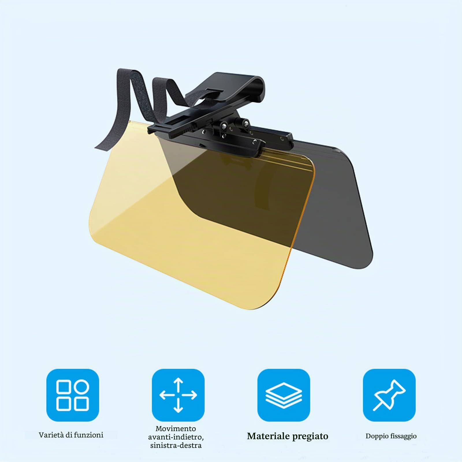 Visiera per Auto Visiera Parasole Multifunzionale Regolabile Antiriflesso e per Cecità ai Raggi UV e Neve Parasole per una Guida Sicura di Giorno o di Notte, Tipo Universale per Auto