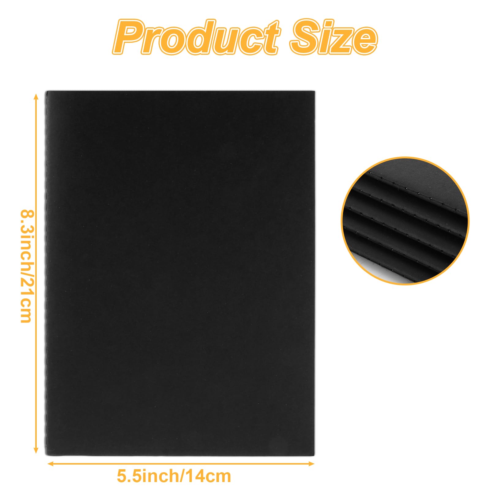 APACALI 50PCS A5 Notebook Multipack, 60 Pages / 30 Sheets Kraft Notebooks A5, a5 Blank Notebook Plain Notebooks Notepad for Diary, Memo, Office Supplies, Black - Image 2
