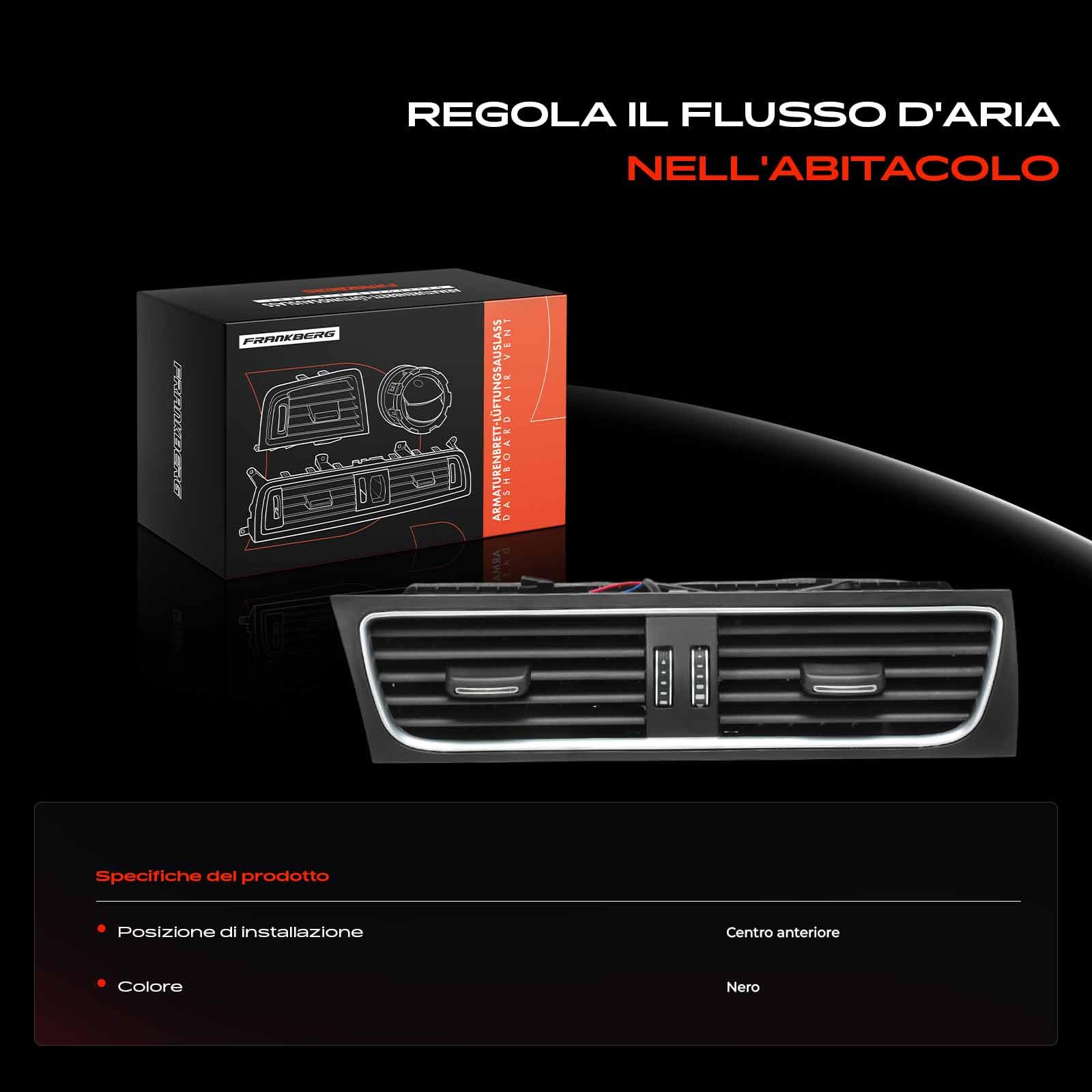 Frankberg Griglia di Valvolaazione Bocchetta dell'aria Compatibile con A4 8K2 8W2 8WC A4 Allroad 8KH A4 Avant 8K5 A5 8T3 A5 Cabriolet 8F7 Sportback 8TA A6 4G2 4GC Q5 8RB Replace# 8T1820951C