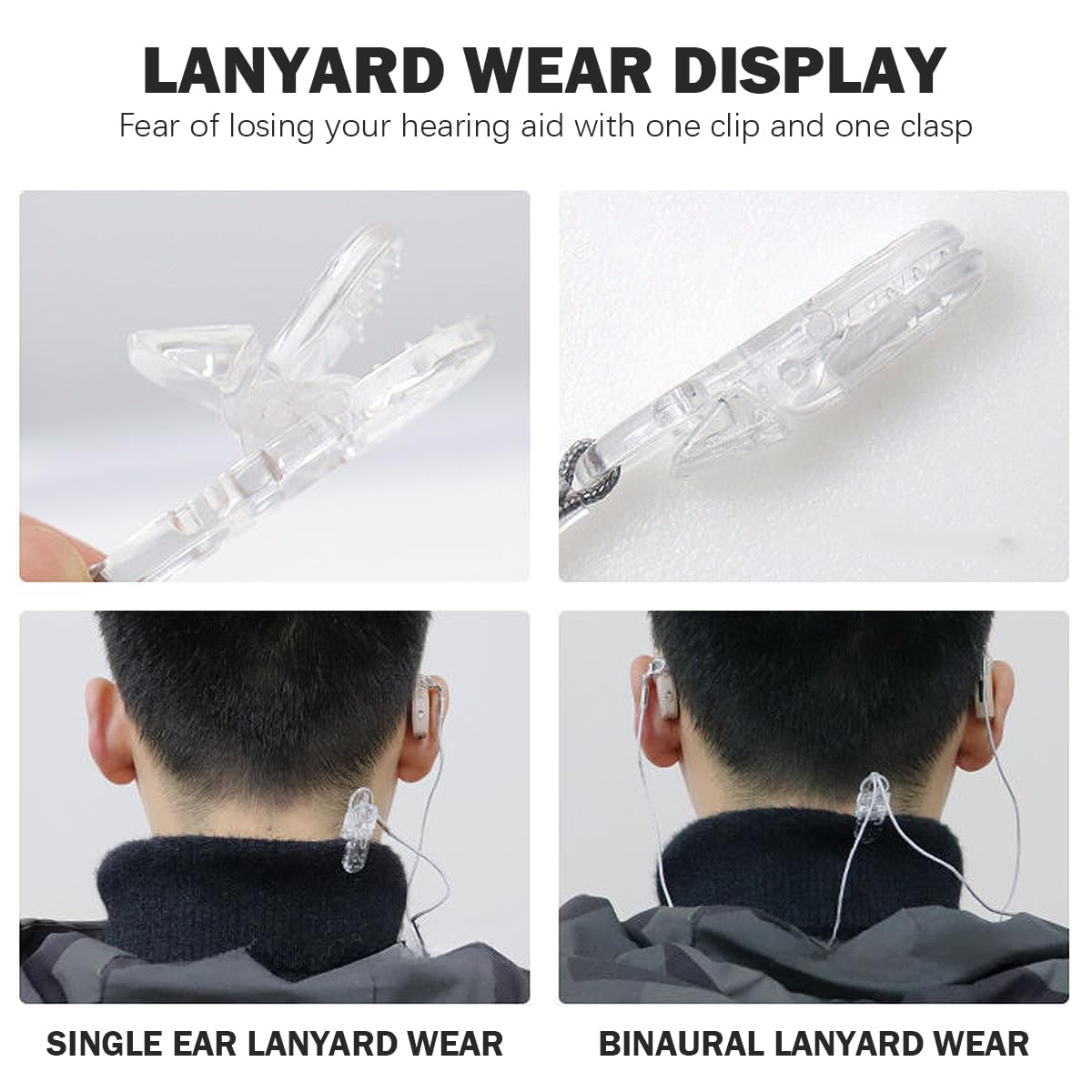 2 clip di fissaggio BTE, cordino anti-smarrimento, per protezione e sicurezza, in nylon, per adulti e bambini