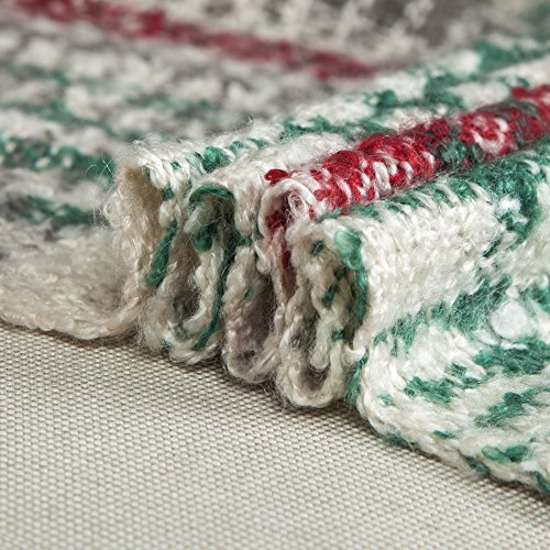 Lalifit Christmas Home Decor Super Soft Vintage Fluffy Plaid Throw Blanket-100% Acrylic Cashmere-Like- Bedspread Picnic Tailgate Stadium Rv Camping Blanket With Fringe,50In W X 67In L (Green/Red) #TOP4