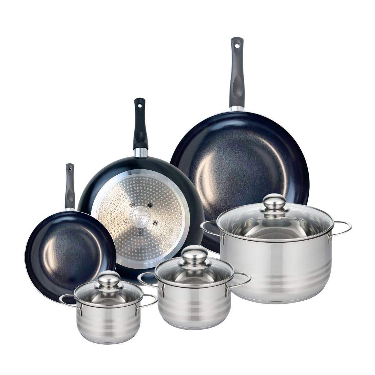 Elo Batterie cuisine 3 poêles 20/28/32 cm et 3 faitouts 14/16/24 cm