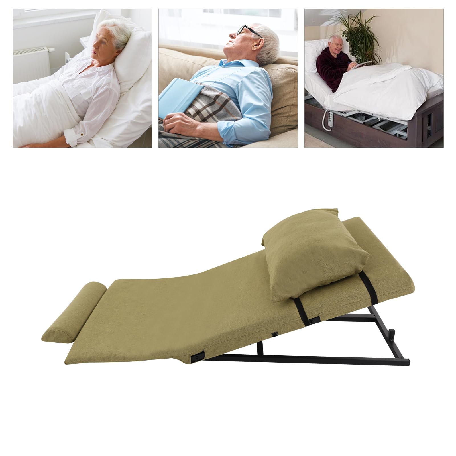 Respaldo eléctrico elevable con mando a distancia, ajustable de 2 a 80°, 300 kg de capacidad de carga, cama elevable con almohada, verde