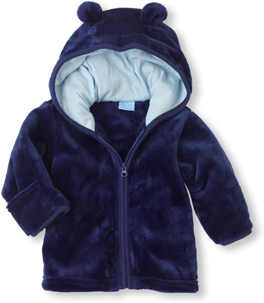 Noubeau Infant Baby Boys Girls Fleece Ears Hat with Lined Hooded Zipper Up Jacket Coat Tops Outwear Overcoat Warm Fall Winte