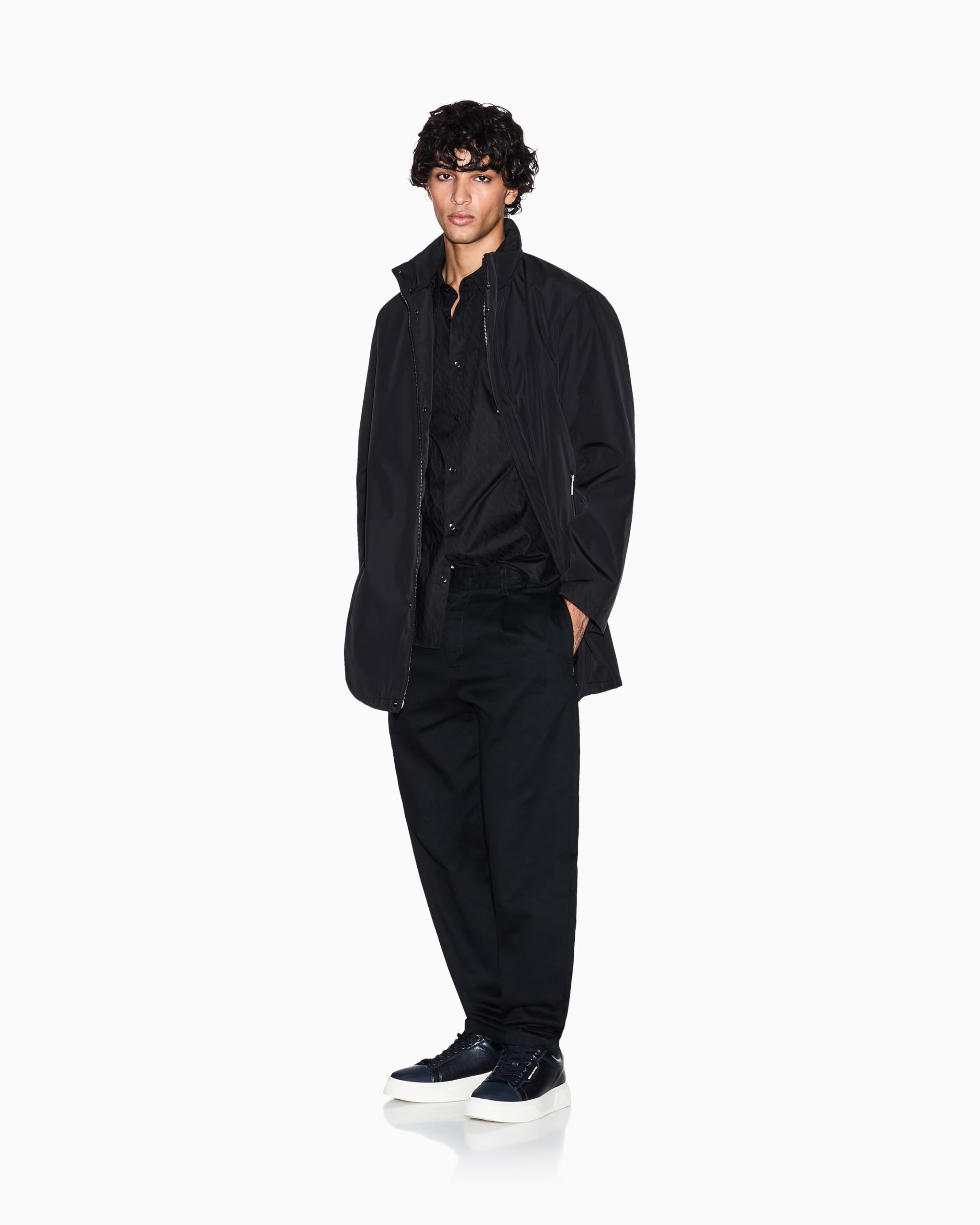Armani Exchange Essential, Covered Closure Down Side Logo Patch Trench Uomo