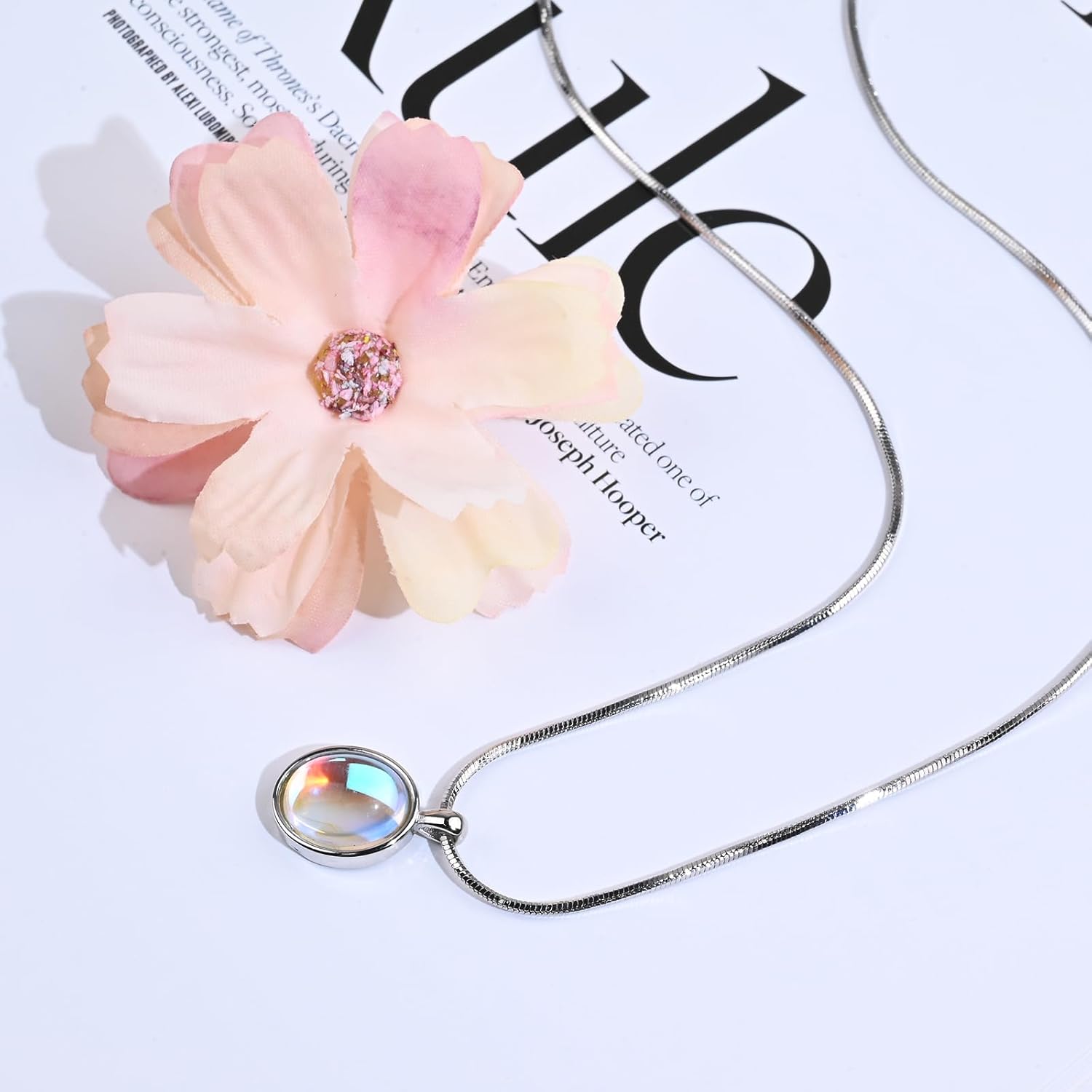 925 Sterling Silver Moonstone Necklace Oval Pendant Necklace June Birthstone Necklace for Women Handmade Moonstone Jewelry for Gift - Image 4