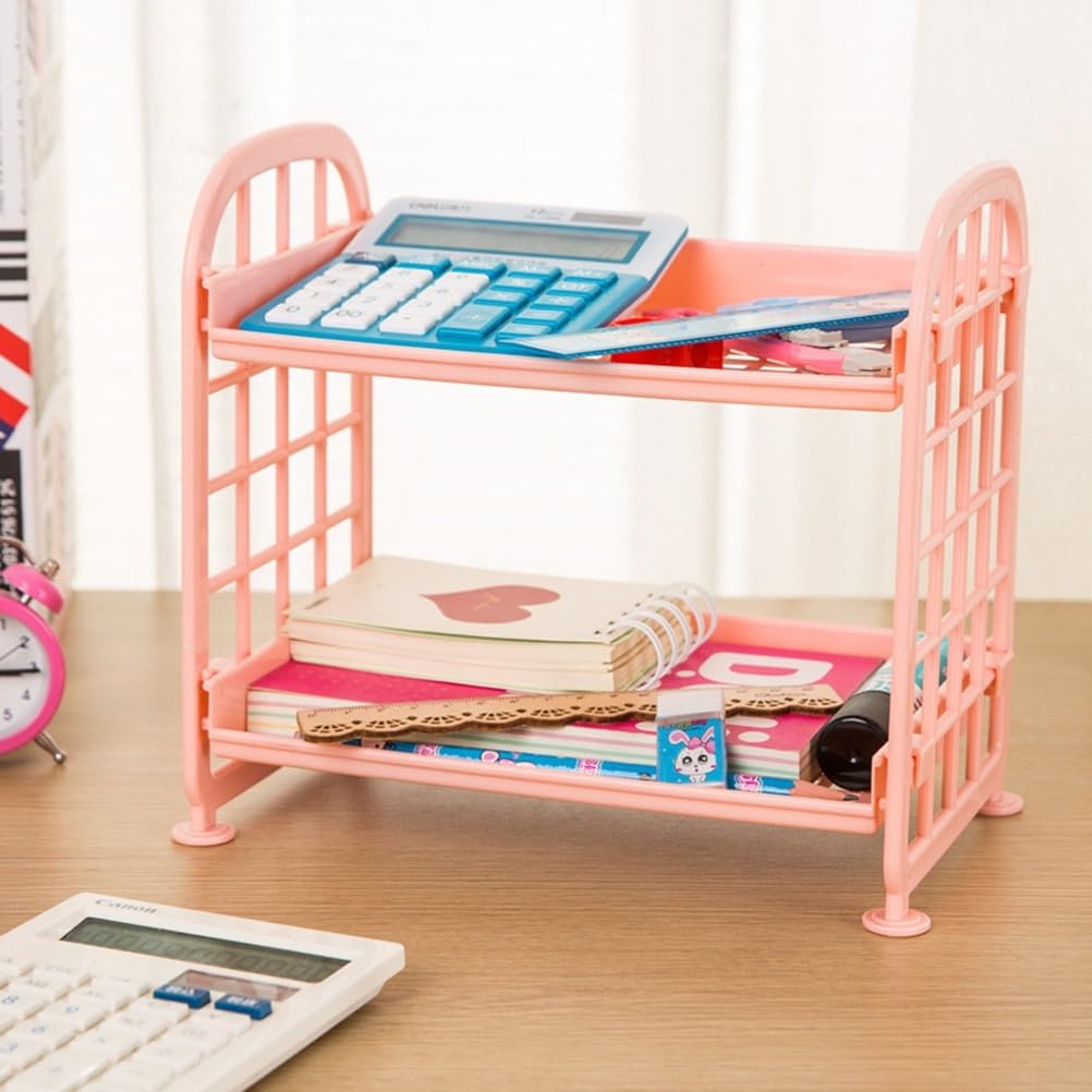 Alipis 2 Layers Plastic Storage Rack Kitchen Bathroom Countertop Organizer Shelf for Shampoo Soap Toiletries Easy Installation Space Saving - Image 2