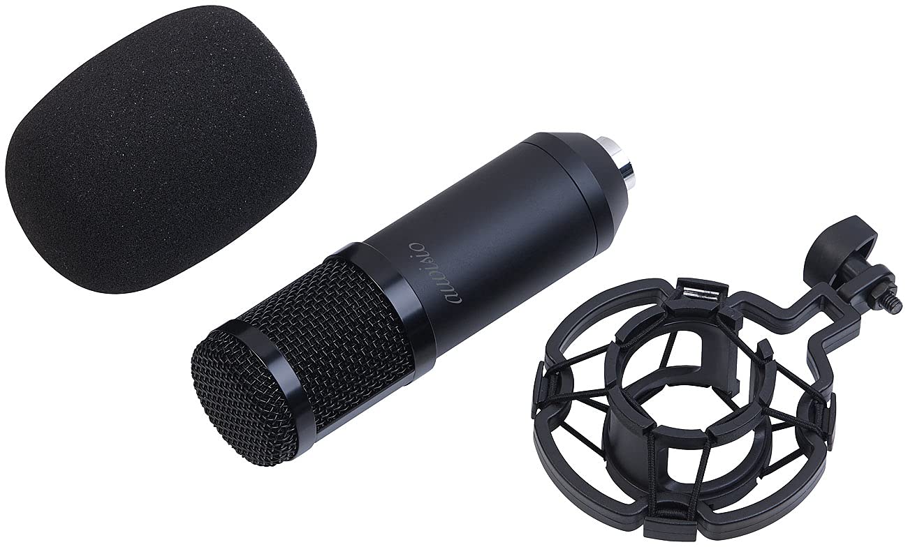 Microphone à condensateur professionnel avec filtre anti-pop et anneau LED [auvisio]