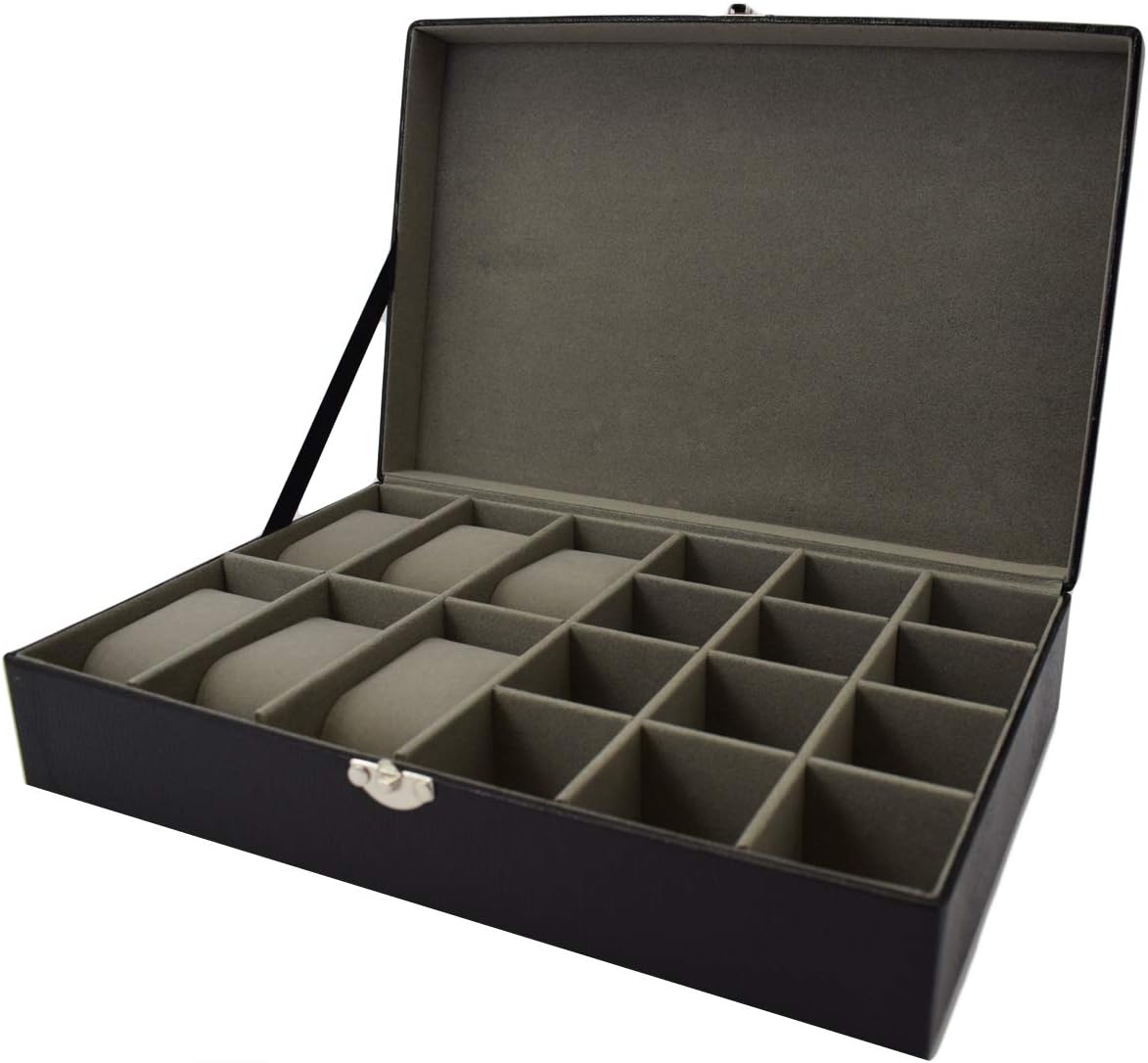 Harvey Makin Lizard Skin Finish Watch and Cufflink Box, Holds 6 Watches and 12 Cufflinks