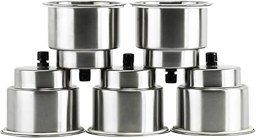 5 uds. Soporte de bebida empotrado de acero inoxidable con drenaje para barco, caravana, caravana, encimera, caravana, 5 uds