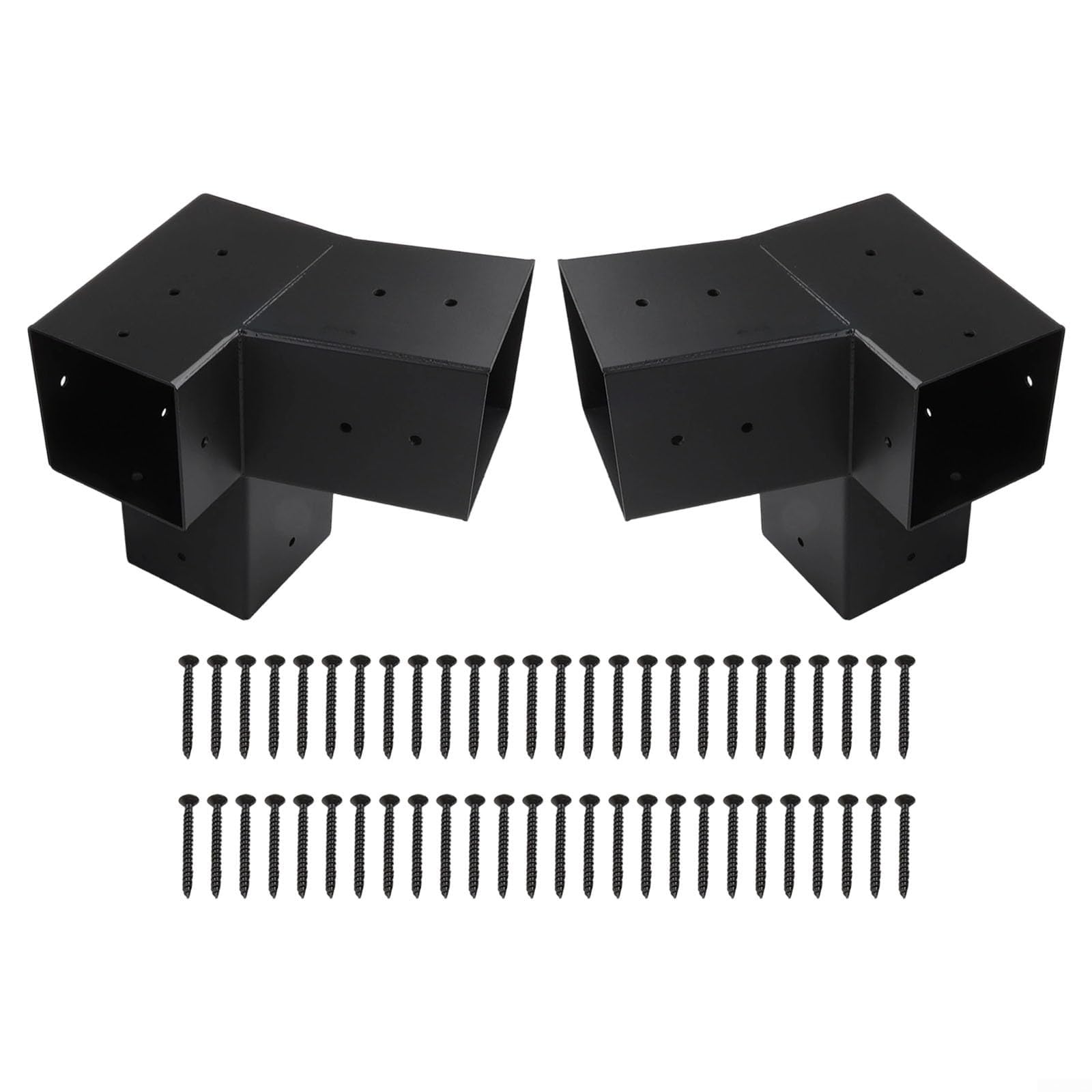 Staffe inclinate resistenti per pergola da tetto per pali da 10 x 10 cm, kit di montaggio a parete per gazebo in acciaio, sistema di supporto nero per portico esterno e patio (sinistra 15° + destra 15