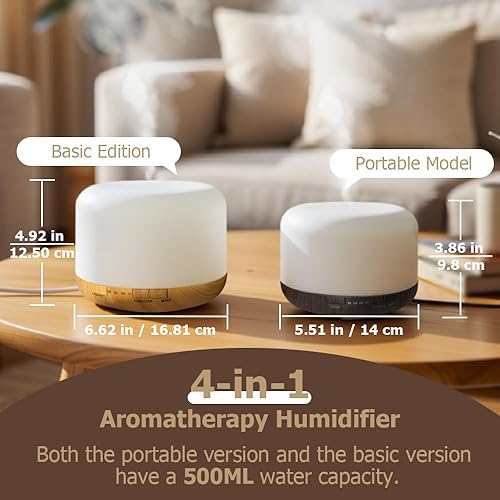Miniatura 3 de Difusor de aceite esencial de alta calidad de 16.9 fl oz, humidificador ultrasónico silencioso de aromaterapia 4 en 1, 7 luces LED de color, con