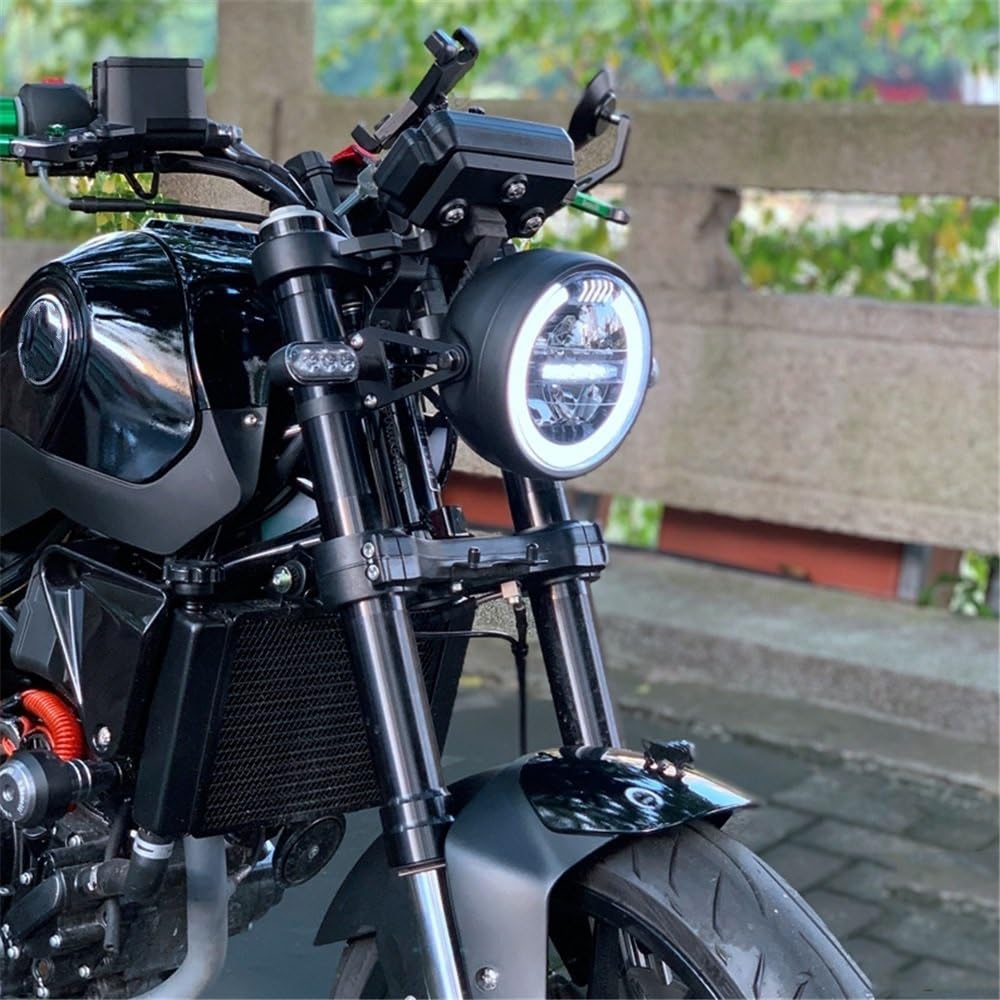 Dirt Bike przednie światła Pasuje do 883 Softail Dyna przemieszczanie się po ulicy Road King Cafe Racer motocykl LED pierścień reflektorów DRL Moto Light 6.8 Cal Dziennej Dla(Amber DRL)