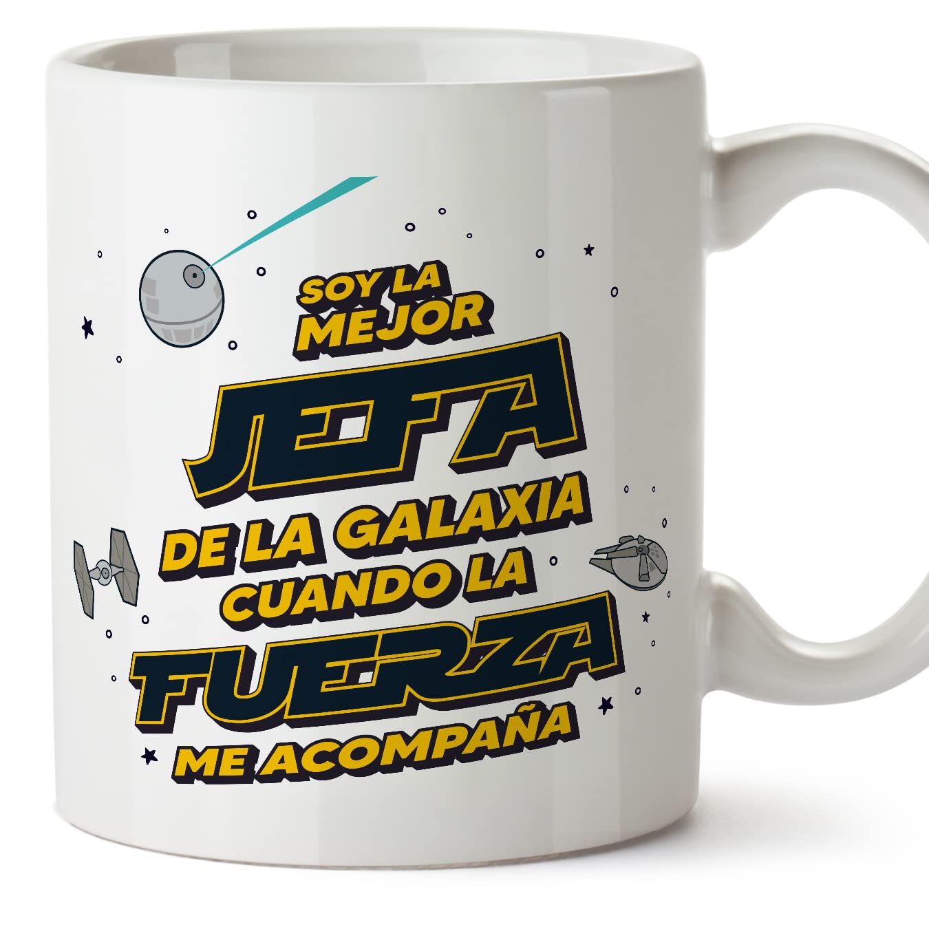 MUGFFINS Tazas para JEFE hombre - En Español - Mejor de la Galaxia Cuando Fuerza me Acompaña - 11 oz / 330 ml - Regalo original y divertido — view 491