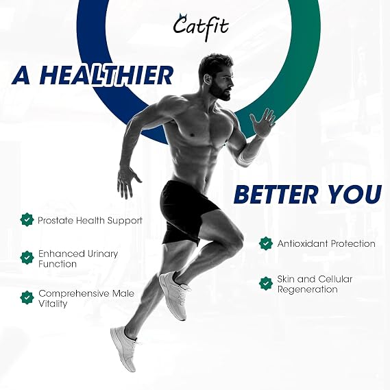 Catfit Saw Palmetto for Men - Prostate Health Supplements for Men DHT Blocker with Pumpkin Seed Oill, Pygeum - Urinary Health and Hair Support,60 Count