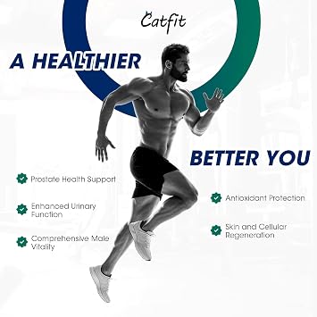 Catfit Saw Palmetto for Men - Prostate Health Supplements for Men DHT Blocker with Pumpkin Seed Oill, Pygeum - Urinary Health and Hair Support,60 Count