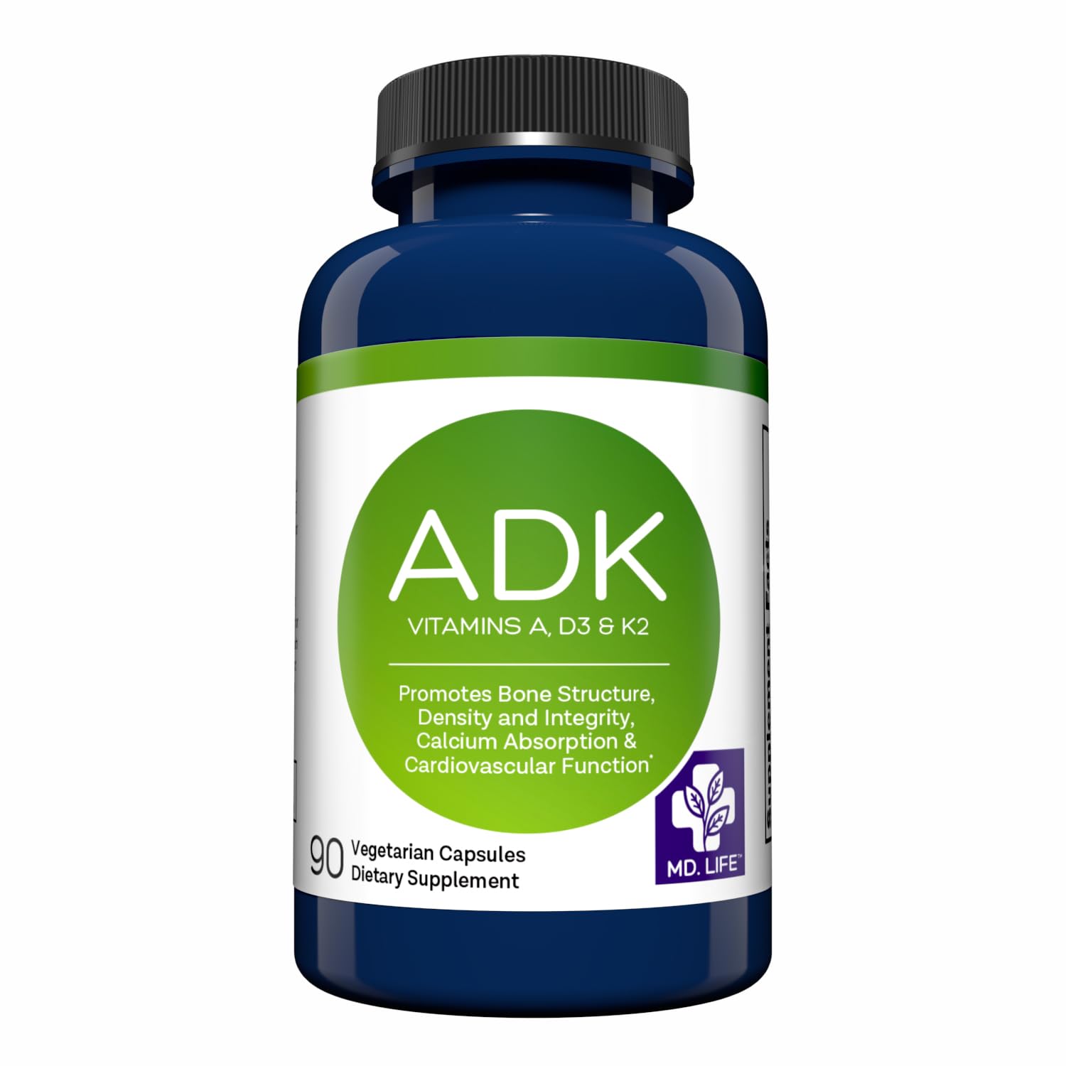MD.LIFE ADK Vitamin Supplement – Vitamin D3 K2 and A Complex – 120 Capsules – High Potency Vitamin ADK for Bone and Heart Health Support