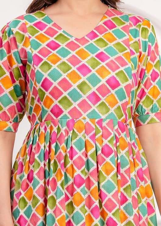 Image of Women Feeding Kurti for Women Cotton Maternity Kurta with Nursing Zip for Pre & Post Pregnancy