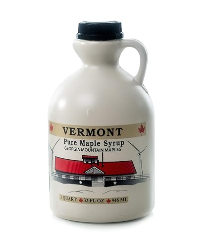 Georgia Mountain Maples of Vermont, Organic Maple Syrup, Dark Color Robust Taste, 32 oz