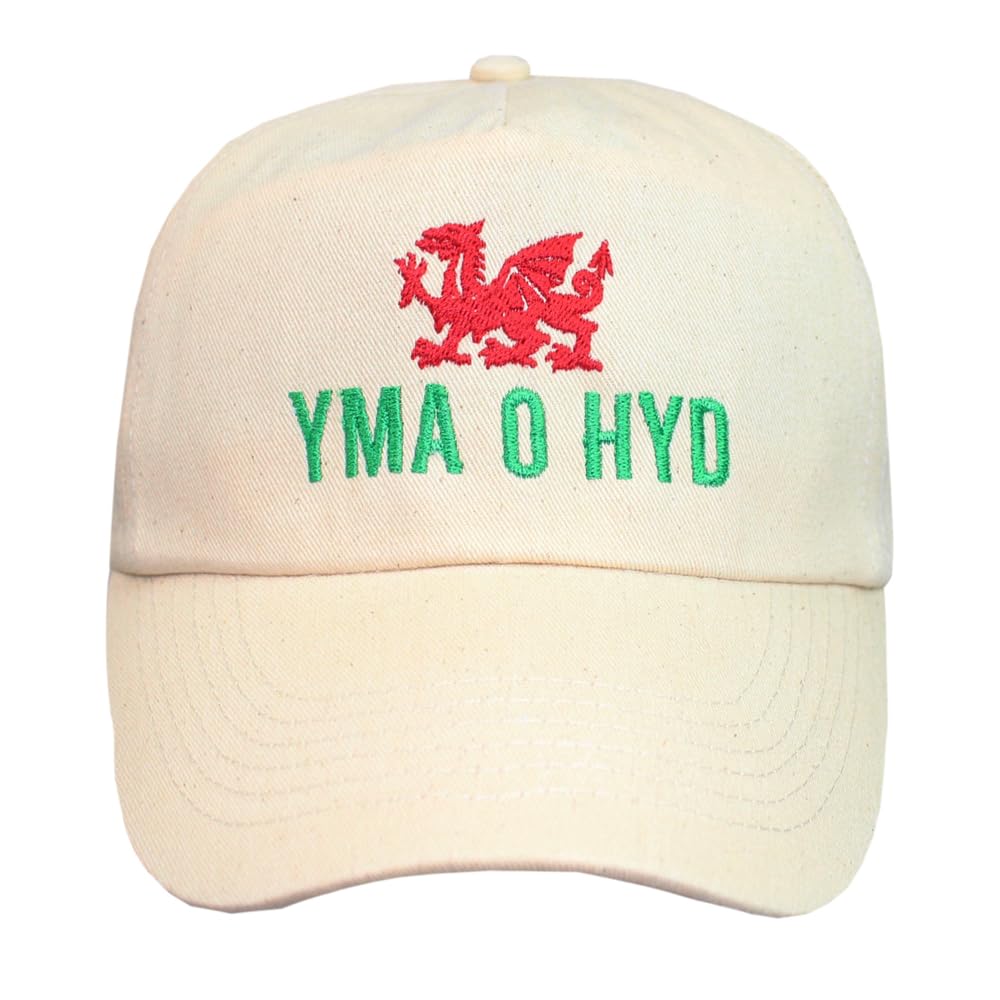 TeddyT's Adult Welsh Football Yma O HYD Dragon Baseball Cap (Natural)