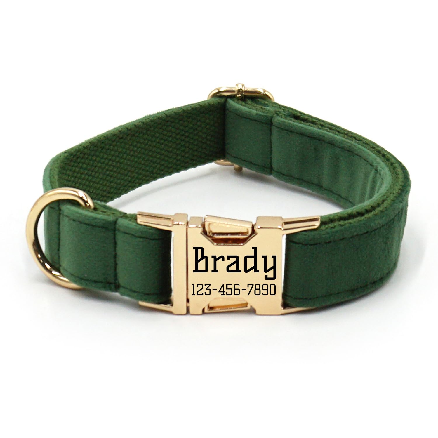 Personalized Soft Dog Collar, Laser Engraved Metal Buckle Dog Tag, Adjustable Through D-Ring, and Colors(Peacock Green, S) — image 1