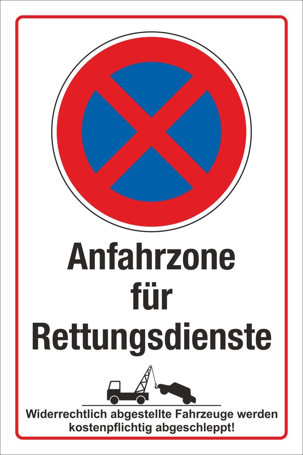 Schild Halteverbot Parkverbot Anfahrzone für Rettungsdienste 600 x 400 mm