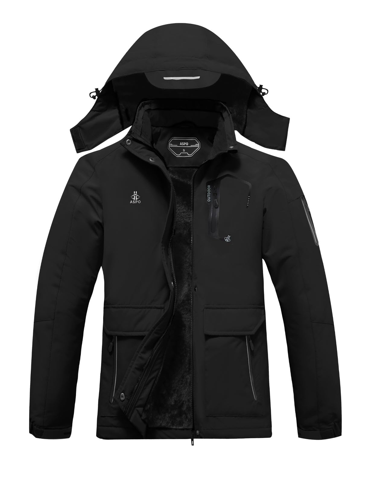 Photo 1 of ASPO Women's Waterproof Ski Jacket Warm Winter Snow Coat Hooded Snowboard Windbreaker Fleece Lined Mountain Raincoat Hiking Black L