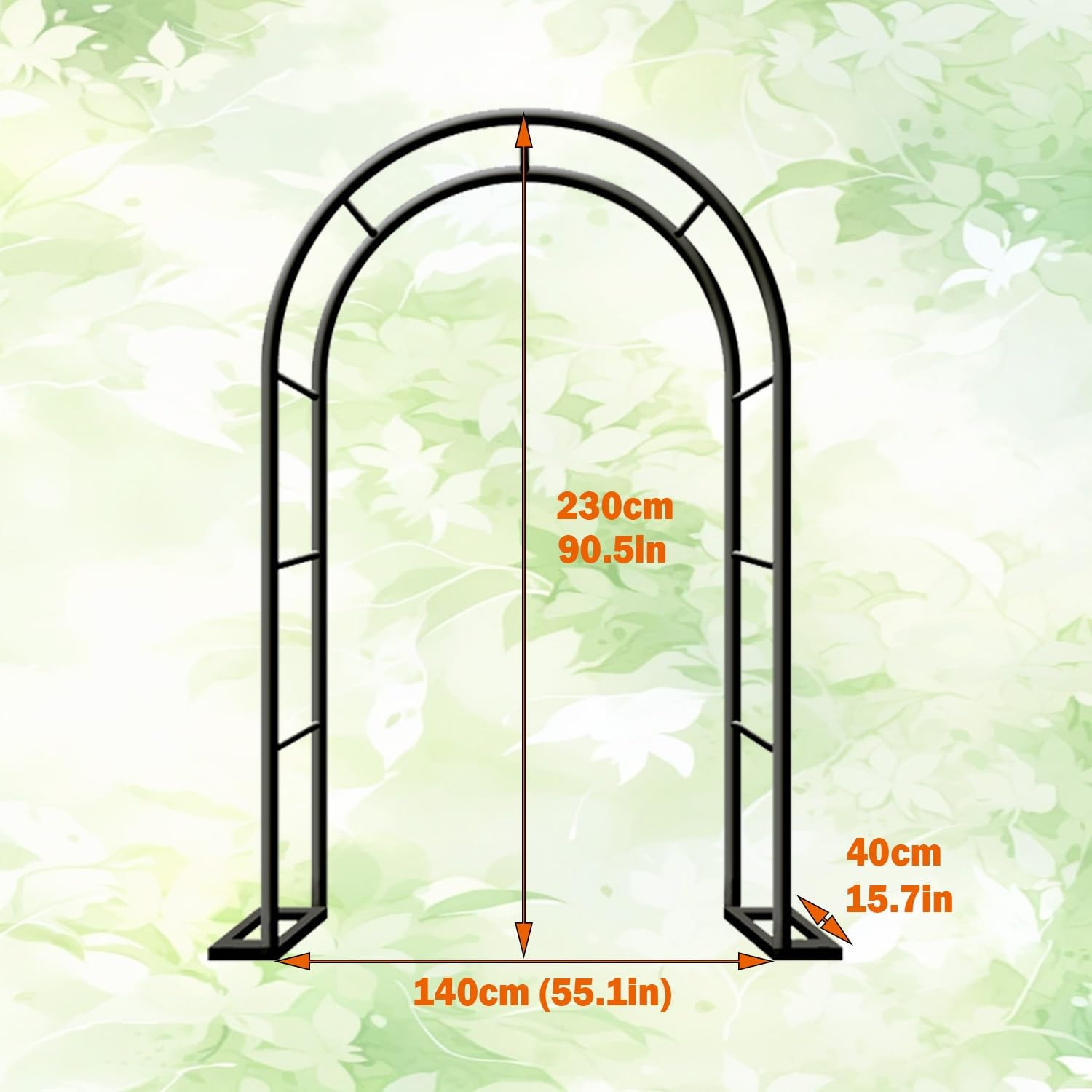 Arche de Jardin en Métal Fer Antirouille, Arche Rosier de Robuste pour Plante Grimpante, Décoration de Cérémonie Fête, 80cm 140cm 180cm 200cm 240cm 280cm 300cm 350cm(Brun,W140 X H230cm)