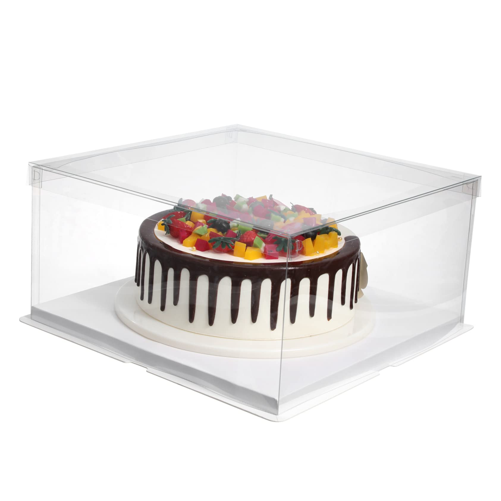 12inch Clear Cake Box: Transparent Birthday Cake Carrier Bakery Packaging Boxes Treat Boxes Baking Box Cake Container With Ribbon Birthday Anniversary Wedding Tier Cake Boxes