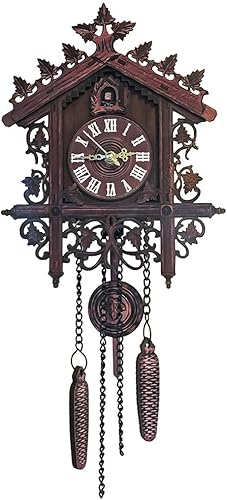 GUANGMING - Reloj de cuco antiguo de la selva negra, reloj de pared con números romanos, reloj de cuco de madera hecho a mano para decoración de
