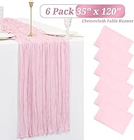 Vista 303 de Showgeous 10 Pack Baby Pink Cheesecloth Table Runner 10FT Long Semi-Sheer Gauze Table Runner Boho or Rustic Wedding Decor for Wedding Decor Arch