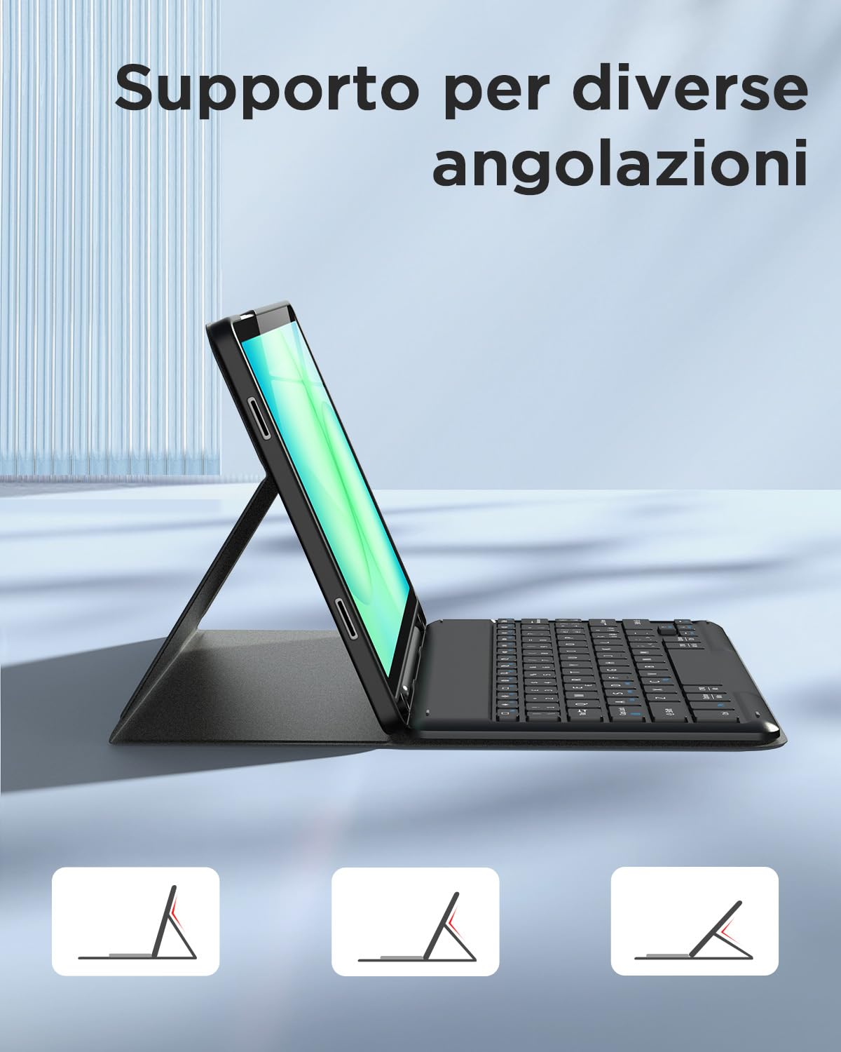 EasyAcc Cover con Tastiera Compatibile con Samsung Galaxy Tab A11 Plus/A9 Plus 11 pollici con Pellicola Protettiva, [Italiano], Custodia Protettiva per Tastiera Rimovibile con Portapenne, Nero