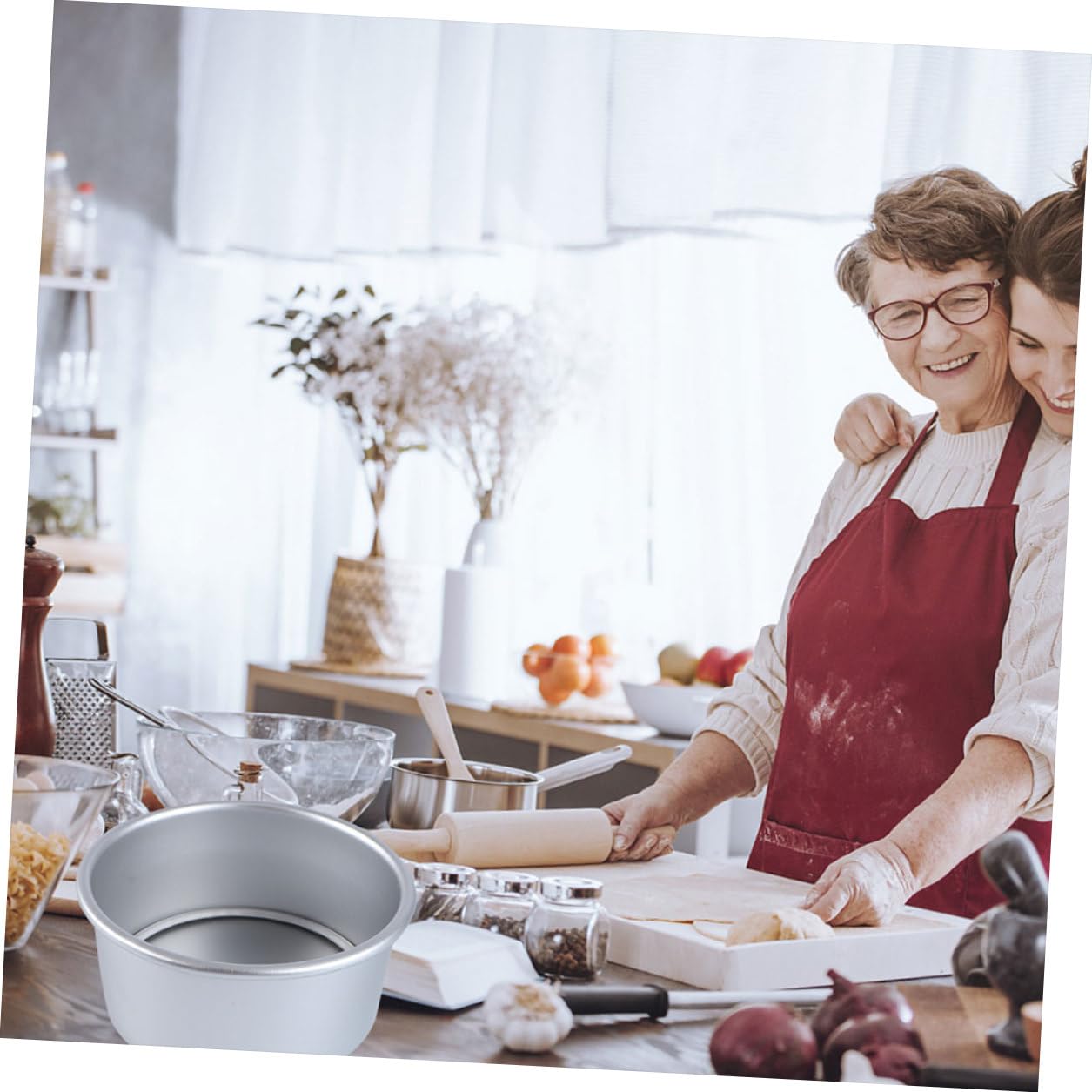 DOITOOL 8 piezas Molde Redondo para Bizcochos con Fondo Desmontable de Aleación de Aluminio Anodizado para Horno Repostería Pastelería Uniforme y Resistente