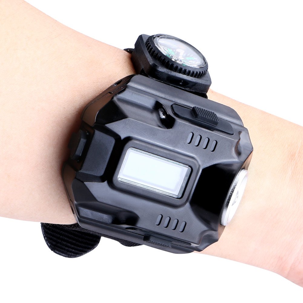 Lampe Frontale Au Poignet Avec Horloge LED - Lampe De Poche Rechargeable USB, 180 Lumens, 5 Modes, étanche IPX4, Pour Camping, Randonnée, Vélo Nocturne