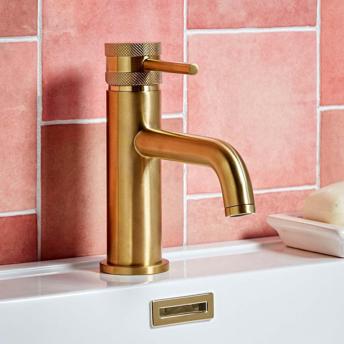 Apres Couvercle de trop-plein carré pour évier | Laiton brossé | Couvercle de trop-plein rectangulaire | Garniture de lavabo pour salle de bain, lavabo et WC (laiton brossé)