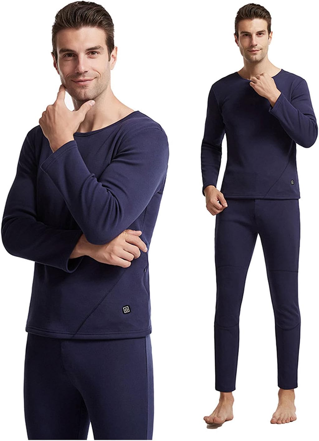Mens Electric Heated Thermal Underwear Set Men's Travel Heated Pants and Shirt, USB Mens Thermal Underwear Set