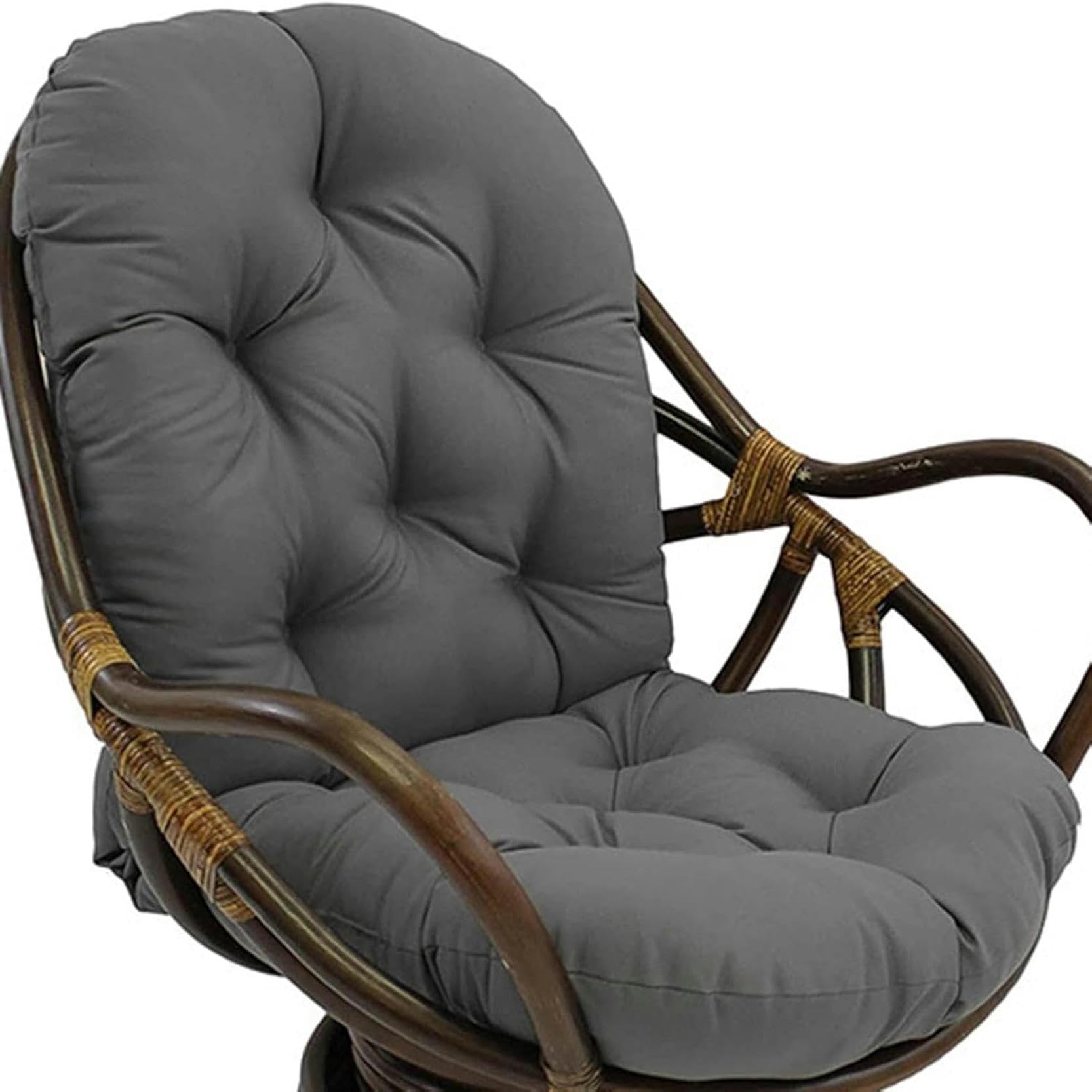 Aflepcbrq Grey Swivel Rocking Chair Cushion, Waterproof Swing Egg Chair Cushion, Cotton Fill, 120X60x12.5 Cm