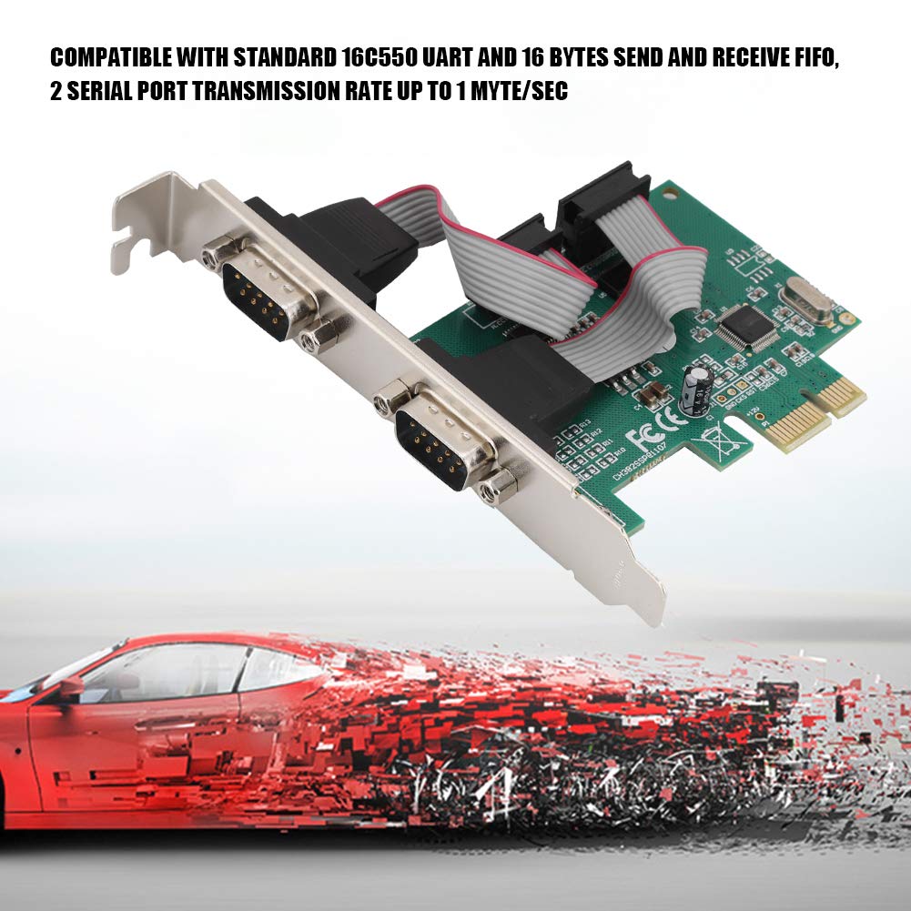 Carte PCI Express, 2 Ports RS-232 Port série COM vers PCI-E PCI Express Card Network Server Adapter for 98SE/ME/2000/XP/Vista 10 32, PCI-E PCI Express