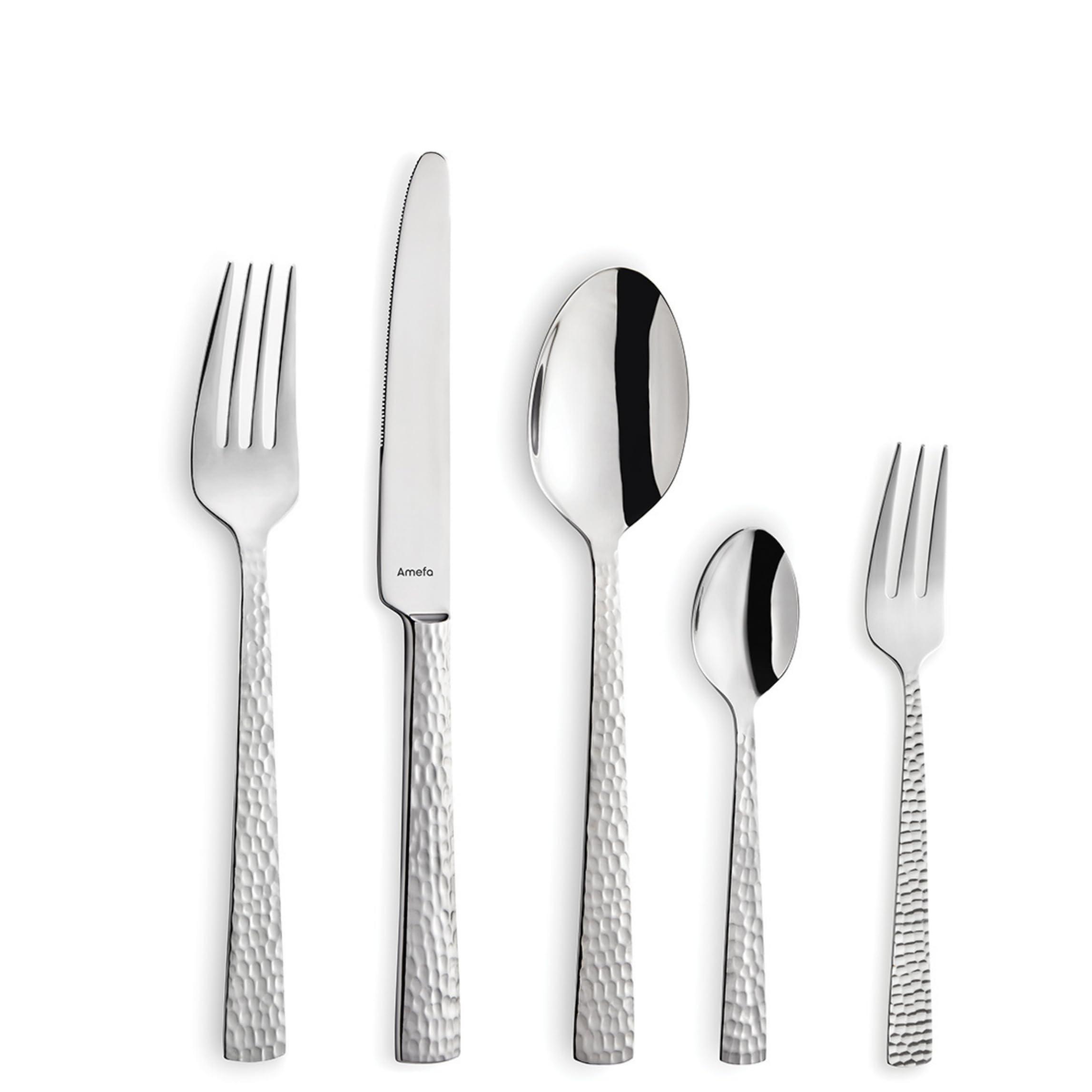 Amefa FELICITY Besteckset 30-teilig Edelstahl, Hochwertiges Besteck Set für 6 Personen, Gehämmert, Essbesteck im Hammerschlag-Design, Edelstahlbesteck