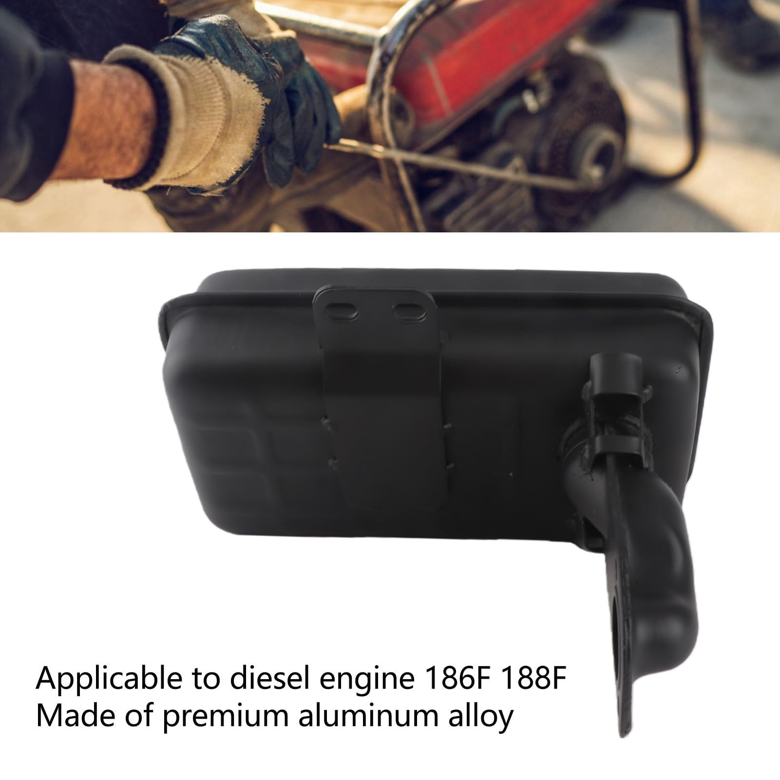 Reemplazo del Silenciador del Generador, Silenciador Duradero de Aleación de Aluminio para Generador 186F 188F, Fácil Instalación, Ideal para Micro Cultivador Diésel Refrigerado por Aire