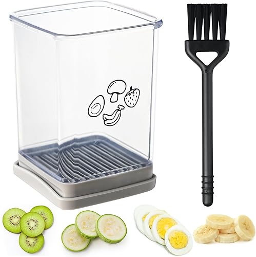 TMEDW Cortador de tazas, cortador de velocidad portátil con cepillo de limpieza, cortador de tazas de frutas y verduras Características de cuchillas