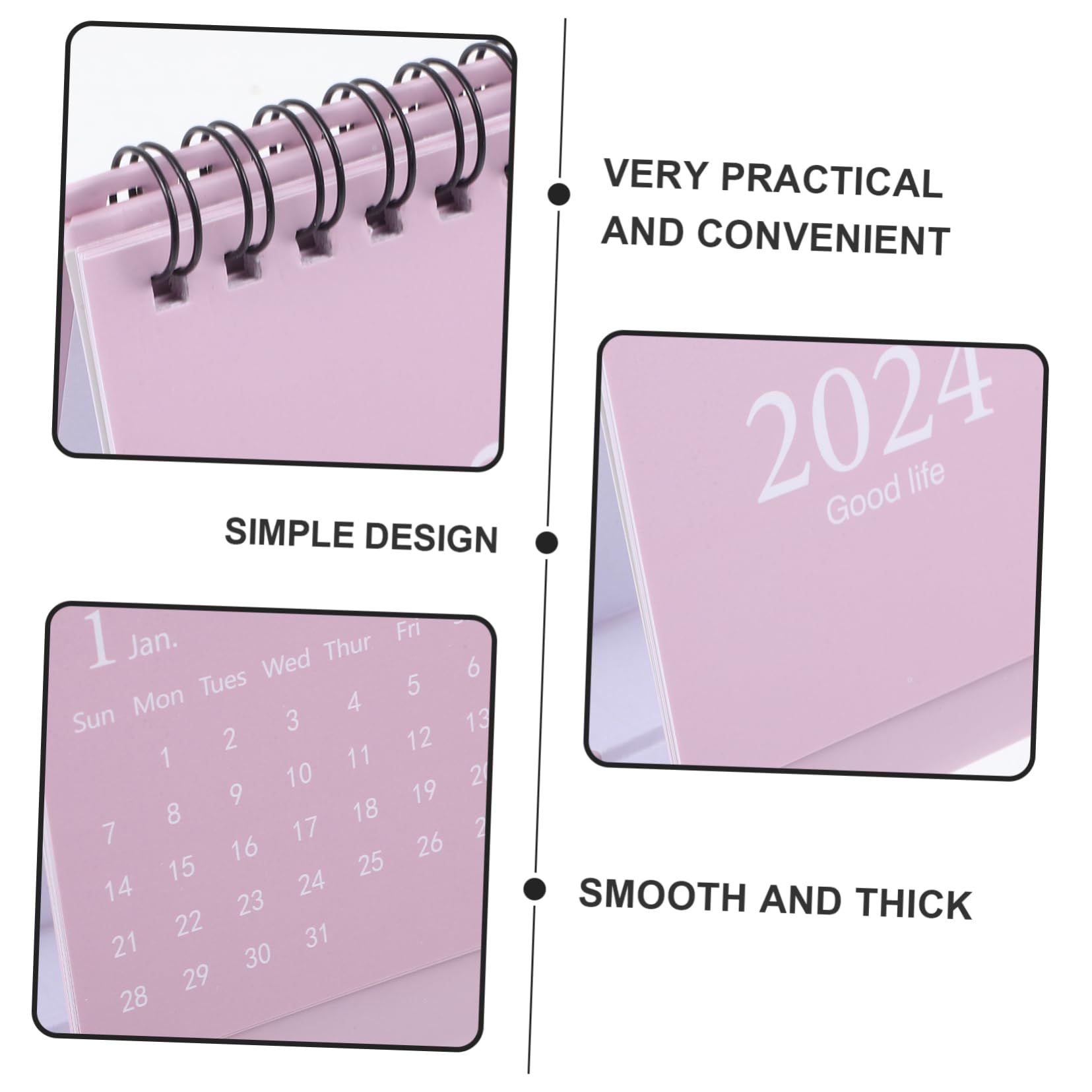 NUOBESTY 5 Set Di Calendario Da Tavolo 2024 Sopra La Decorazione Del Desktop Calendario Mensile Per Promemoria Per Casa E Ufficio 2 Pezzi * 5